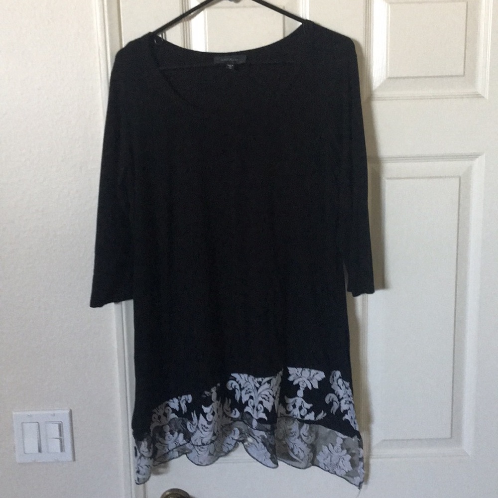 Plus Size Black 3/4 Sleeve Peplum Top Size 0X